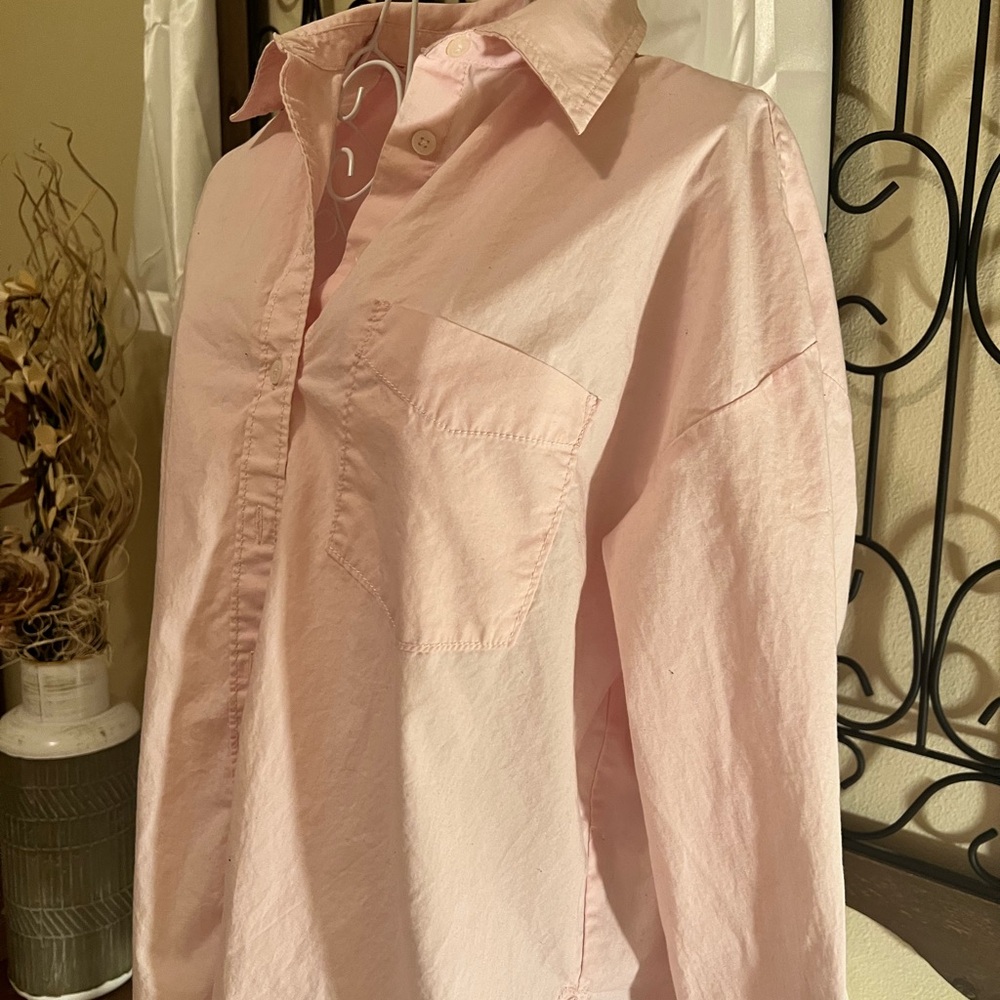 Maeve  Anthropology Light Pink Button-Up Blouse
